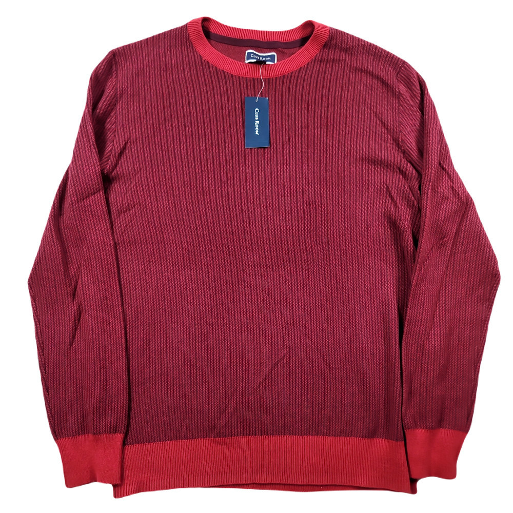 Club Room Two-Tone Crewneck Sweater Mens Large Karanda Red $65 NEW‎